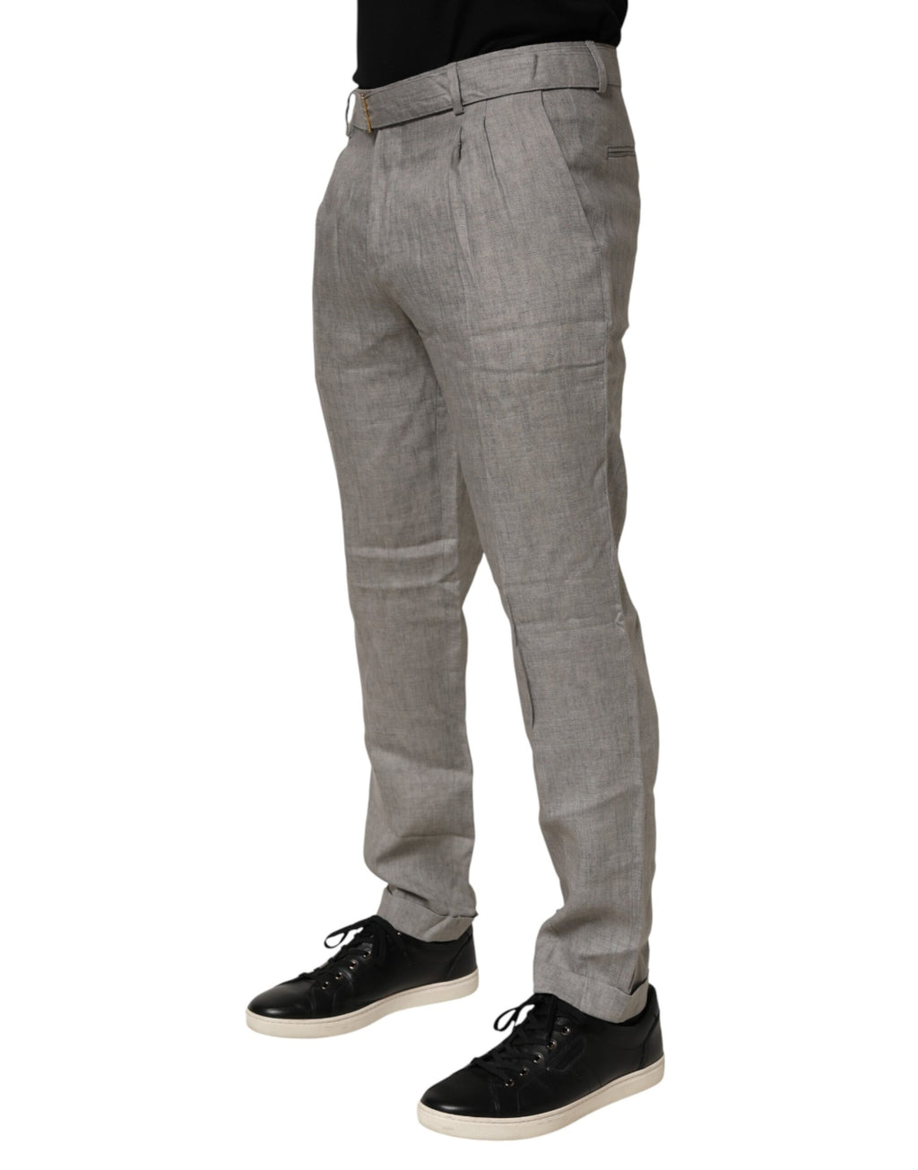 Grey Mid-Waist Formal Skinny Men's Trousers