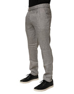 Grey Mid-Waist Formal Skinny Men's Trousers