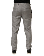 Grey Mid-Waist Formal Skinny Men's Trousers