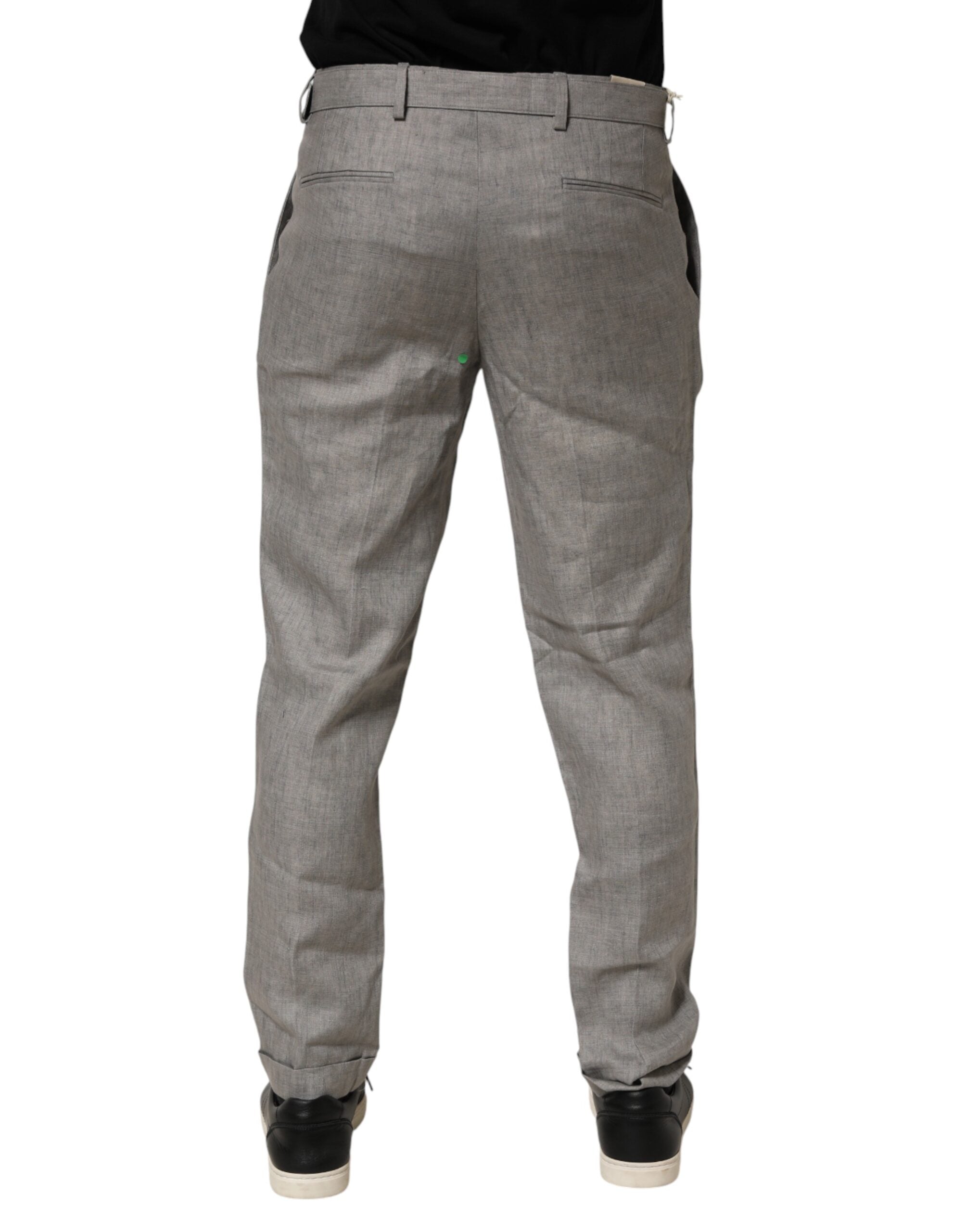 Grey Mid-Waist Formal Skinny Men's Trousers