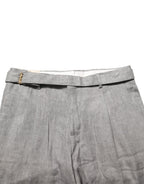 Grey Mid-Waist Formal Skinny Men's Trousers