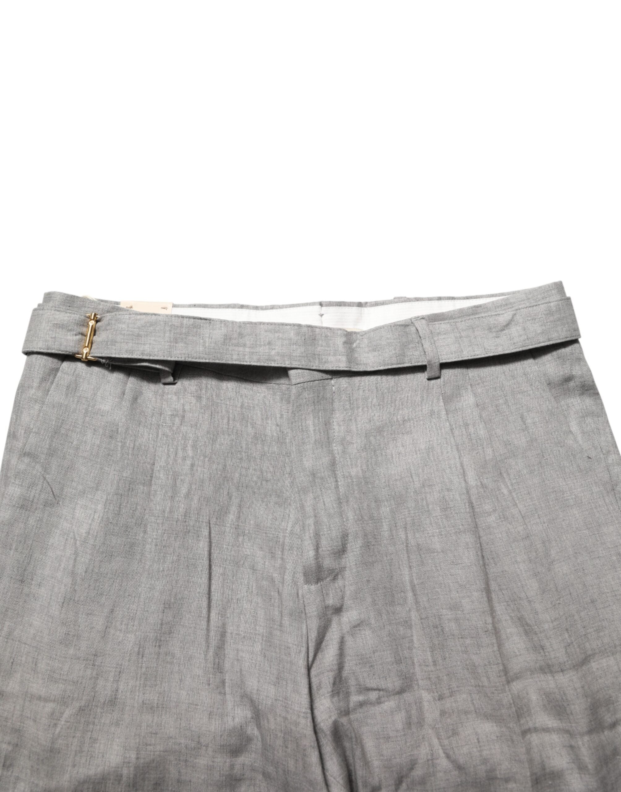Grey Mid-Waist Formal Skinny Men's Trousers