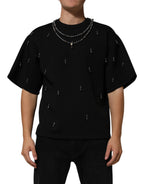 Schwarzes T-Shirt mit Halskette aus Polyester