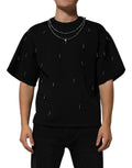 Schwarzes T-Shirt mit Halskette aus Polyester