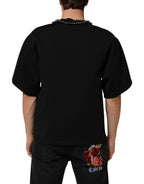 Schwarzes T-Shirt mit Halskette aus Polyester