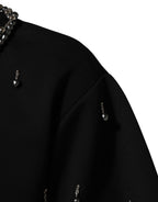 Schwarzes T-Shirt mit Halskette aus Polyester