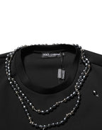 Schwarzes T-Shirt mit Halskette aus Polyester