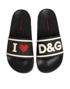 Black Rubber Slides Sandals Beachwear Shoes