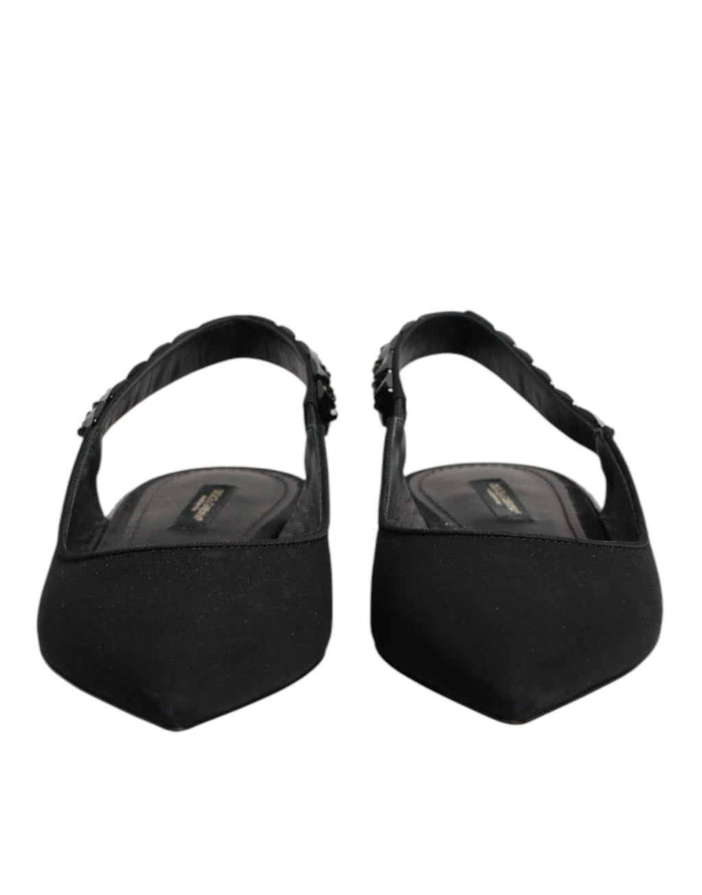 Slingback-Schuhe aus schwarzem Kristall-Charmeuse