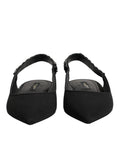 Slingback-Schuhe aus schwarzem Kristall-Charmeuse