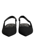 Slingback-Schuhe aus schwarzem Kristall-Charmeuse