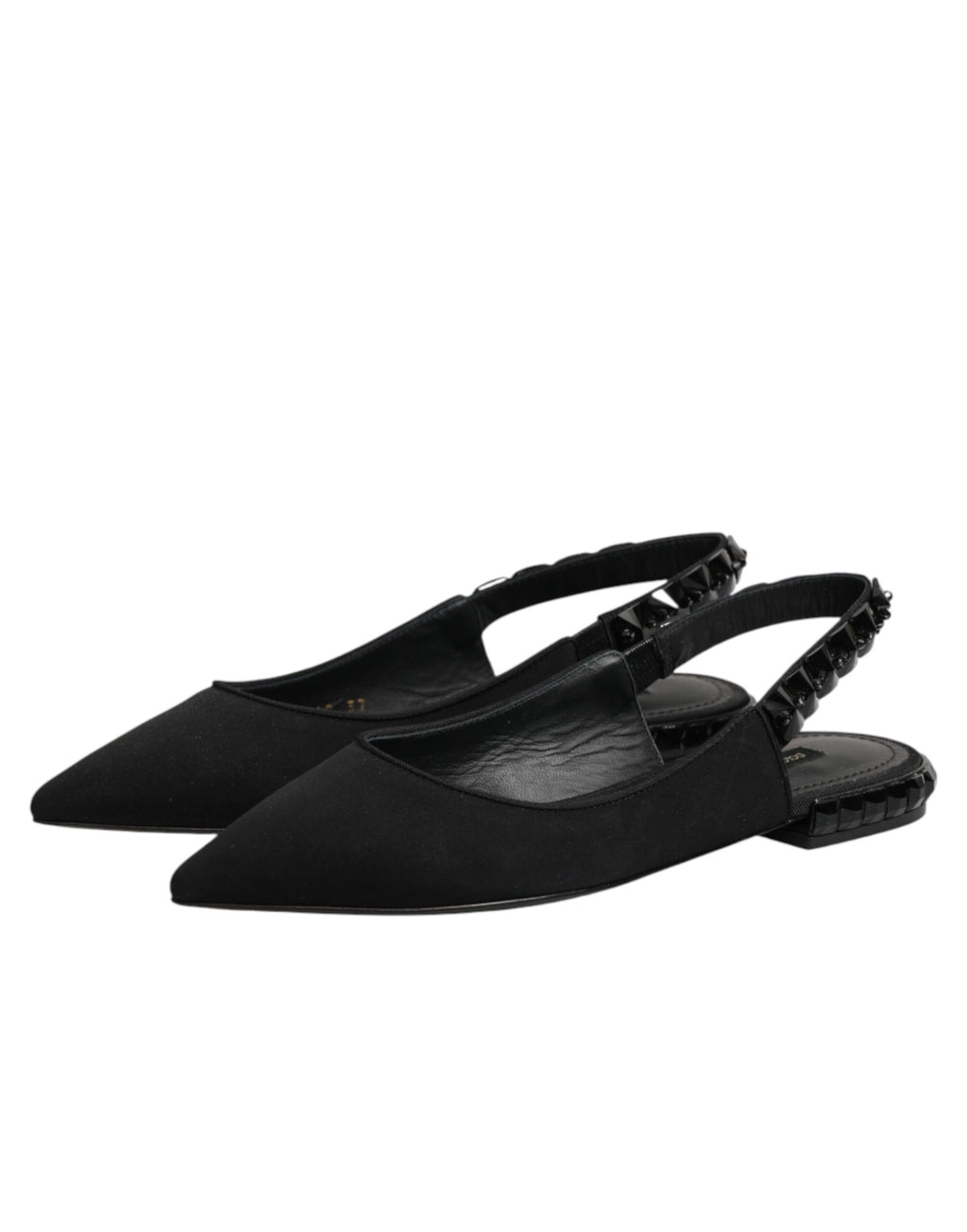 Slingback-Schuhe aus schwarzem Kristall-Charmeuse