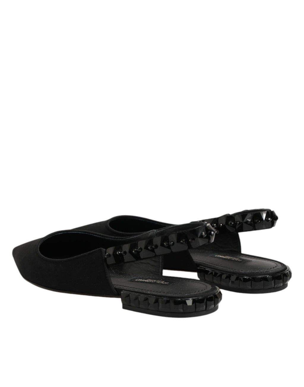 Slingback-Schuhe aus schwarzem Kristall-Charmeuse