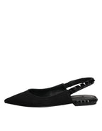 Slingback-Schuhe aus schwarzem Kristall-Charmeuse