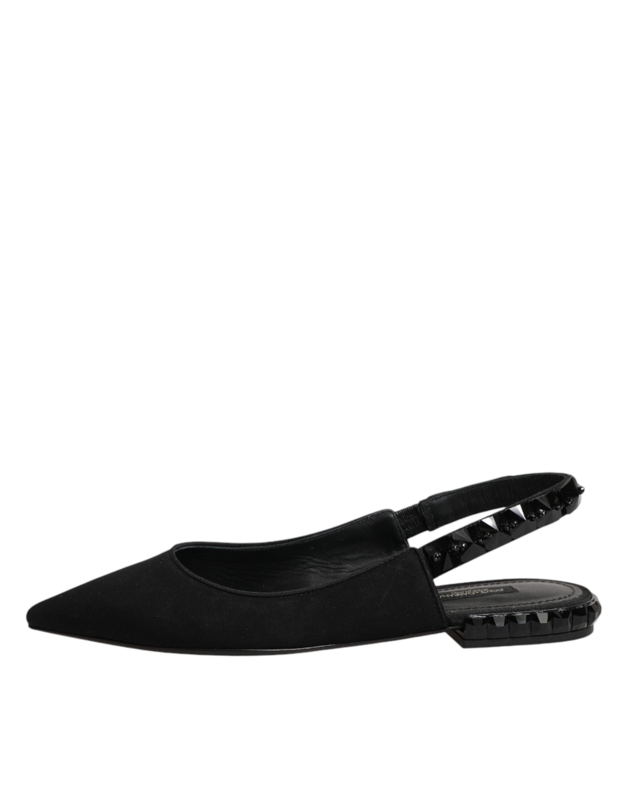 Slingback-Schuhe aus schwarzem Kristall-Charmeuse