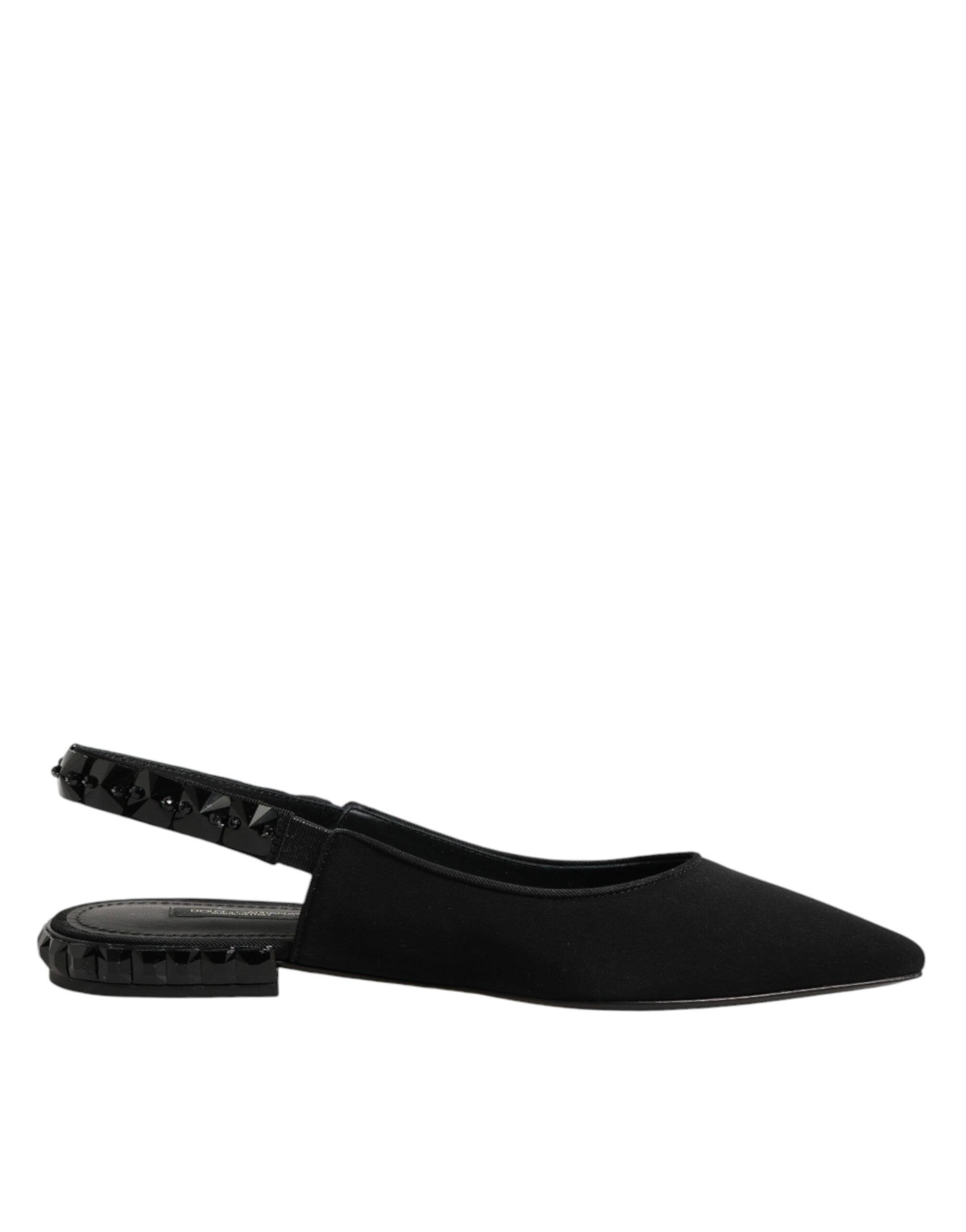 Slingback-Schuhe aus schwarzem Kristall-Charmeuse