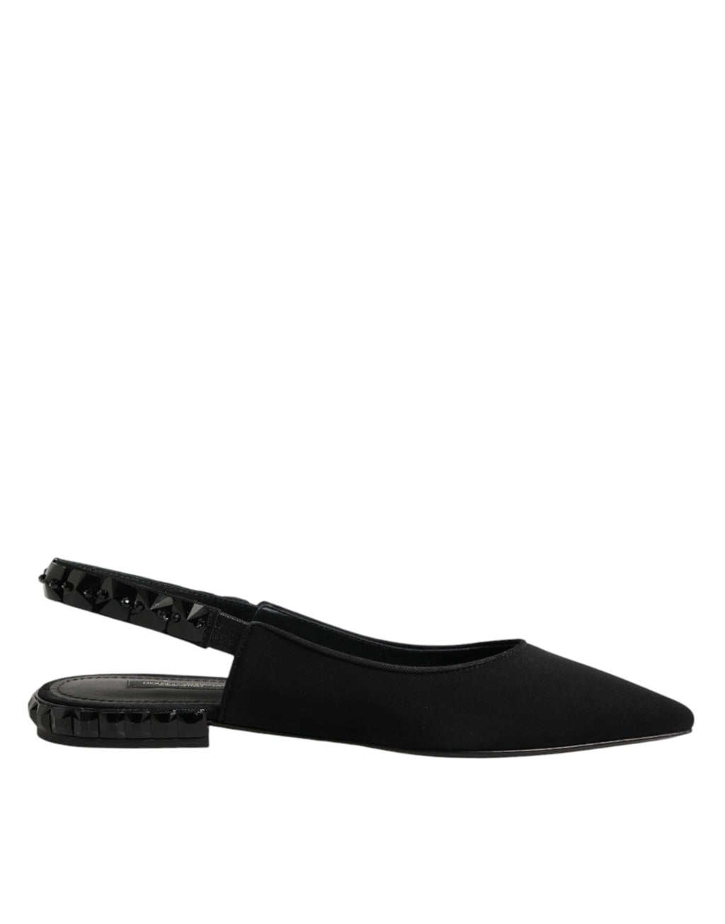 Slingback-Schuhe aus schwarzem Kristall-Charmeuse