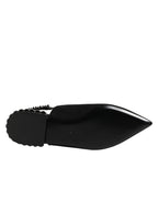 Slingback-Schuhe aus schwarzem Kristall-Charmeuse
