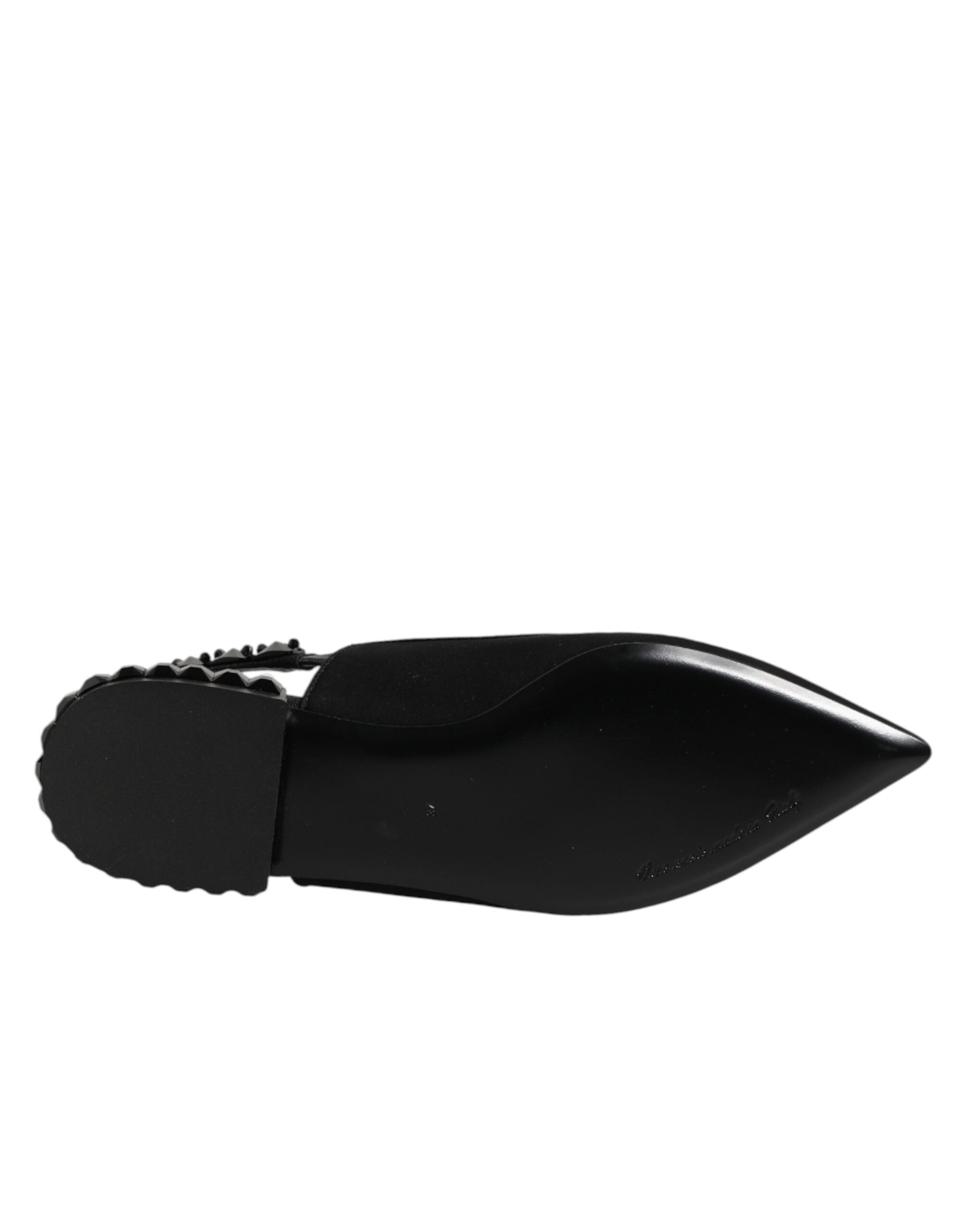 Slingback-Schuhe aus schwarzem Kristall-Charmeuse