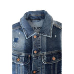 Blue Cotton Men Jacket