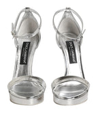 Silberne Plateau-Sandalen Keira aus Leder