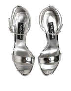 Silberne Plateau-Sandalen Keira aus Leder