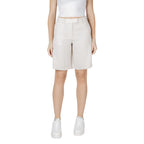 Beige Viskose-Bermudashorts