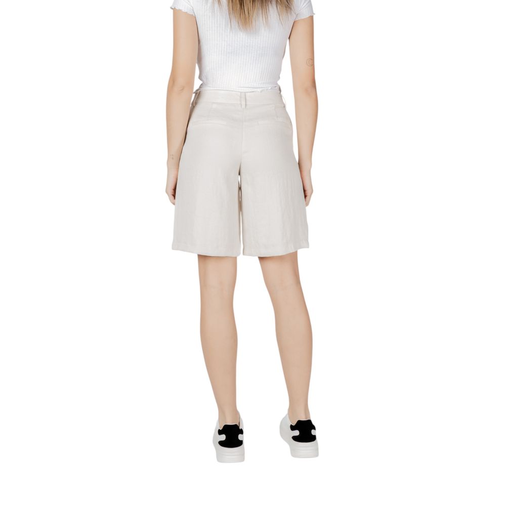 Beige Viskose-Bermudashorts