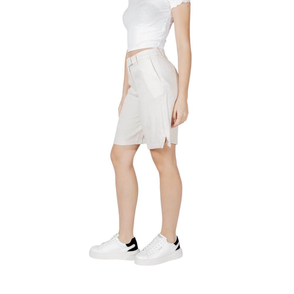 Beige Viskose-Bermudashorts
