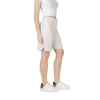 Beige Viskose-Bermudashorts