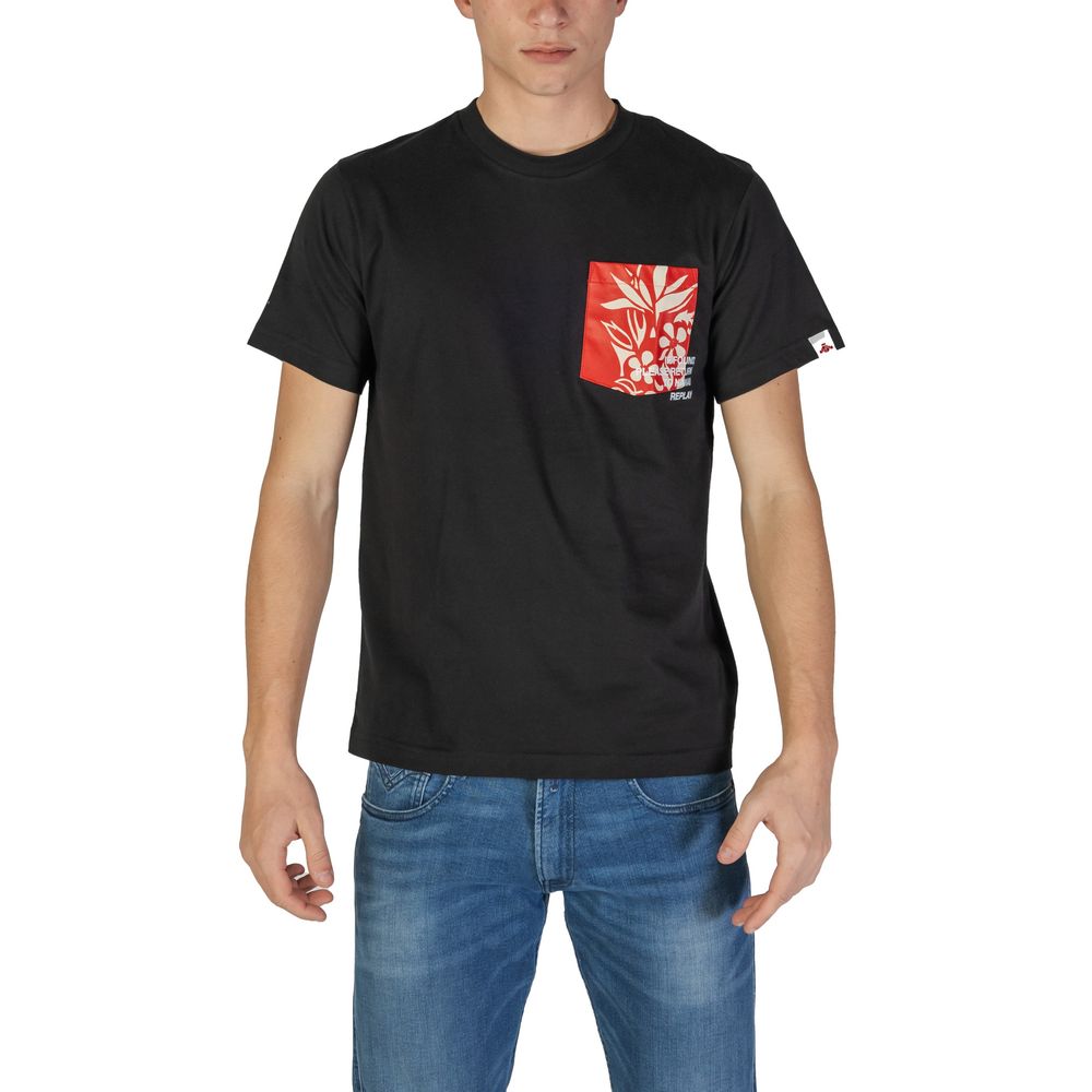 Schwarzes Baumwoll-T-Shirt