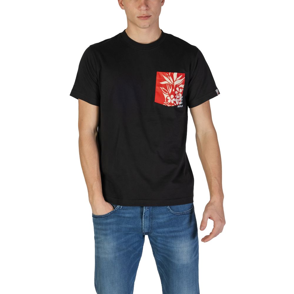 Schwarzes Baumwoll-T-Shirt