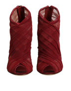 Red Tulle Ankle Boots Stiletto Heels Shoes
