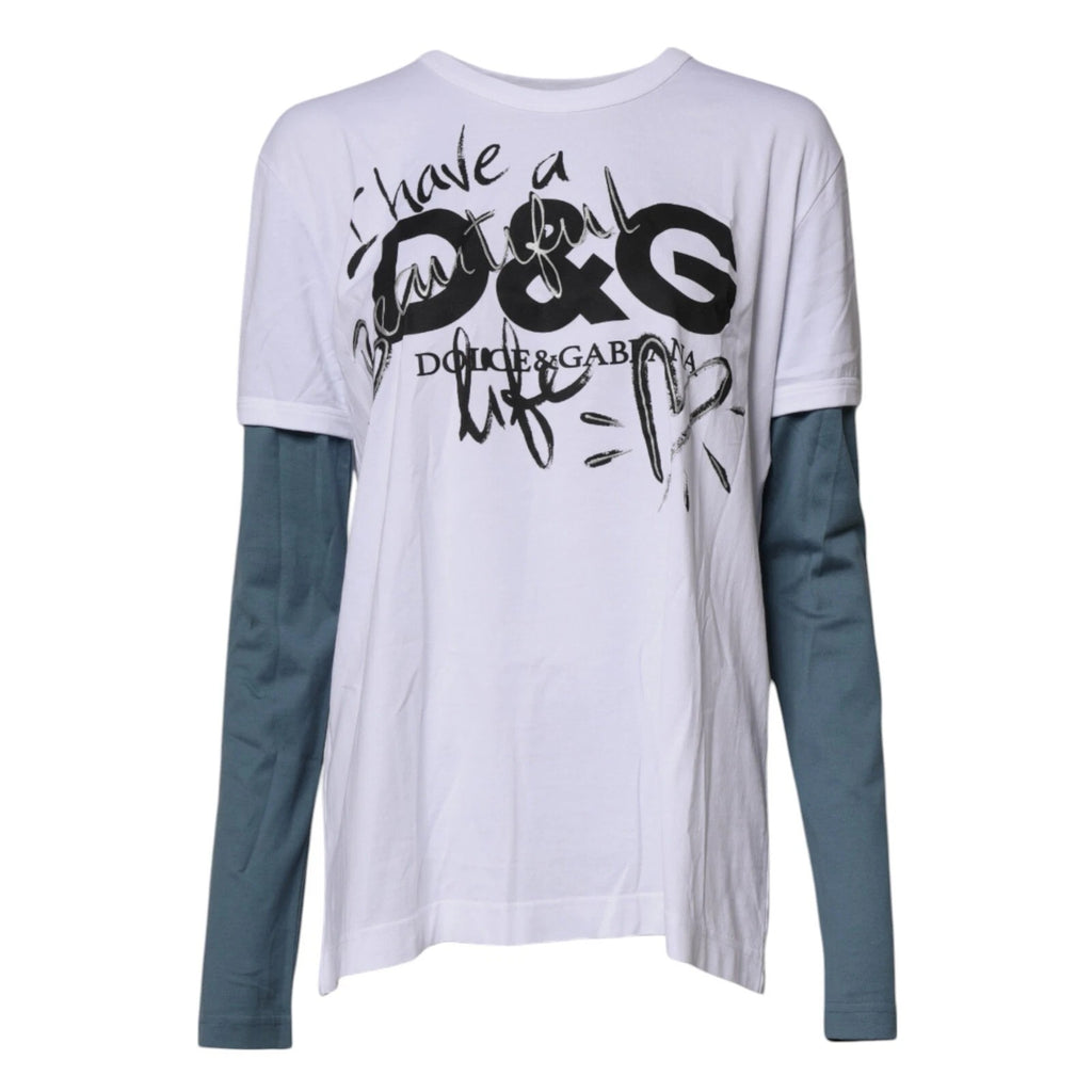 Weißes T-Shirt aus Baumwolle mit Grafikprint und Rundhalsausschnitt