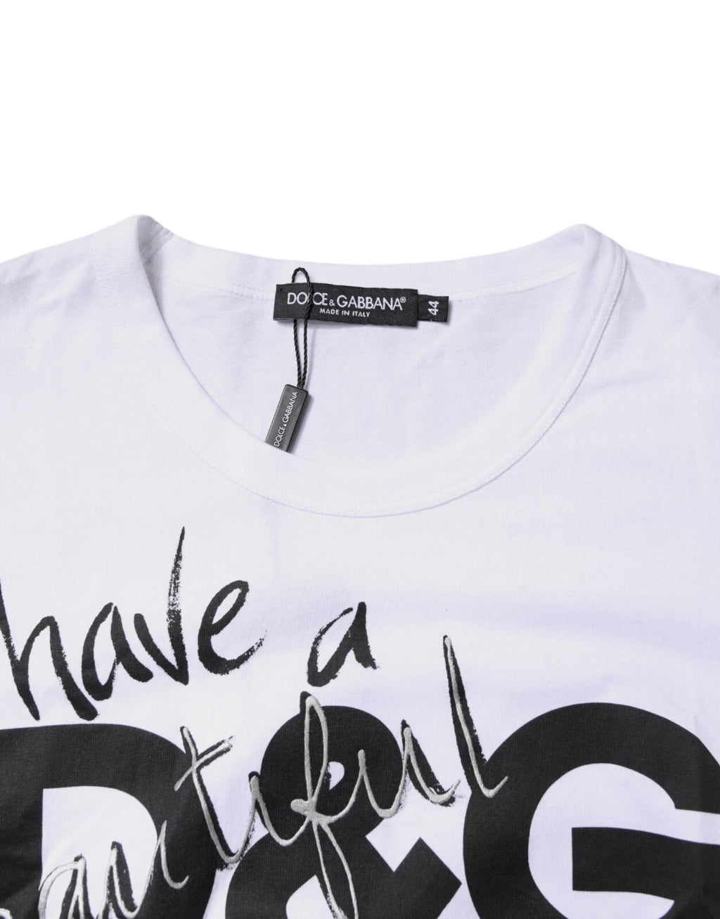 Weißes T-Shirt aus Baumwolle mit Grafikprint und Rundhalsausschnitt