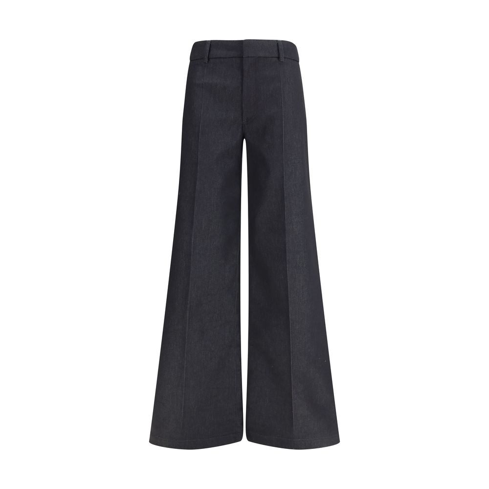 Schwarze Polyester-Hose mit Schlag