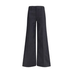 Schwarze Polyester-Hose mit Schlag
