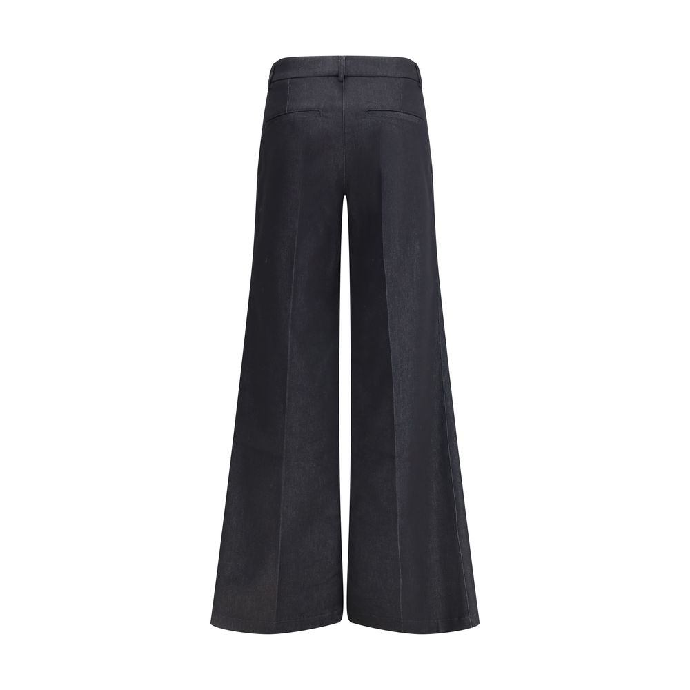 Schwarze Polyester-Hose mit Schlag