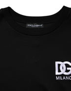 T-Shirt aus schwarzer Baumwolle mit DG-Logo-Stickerei