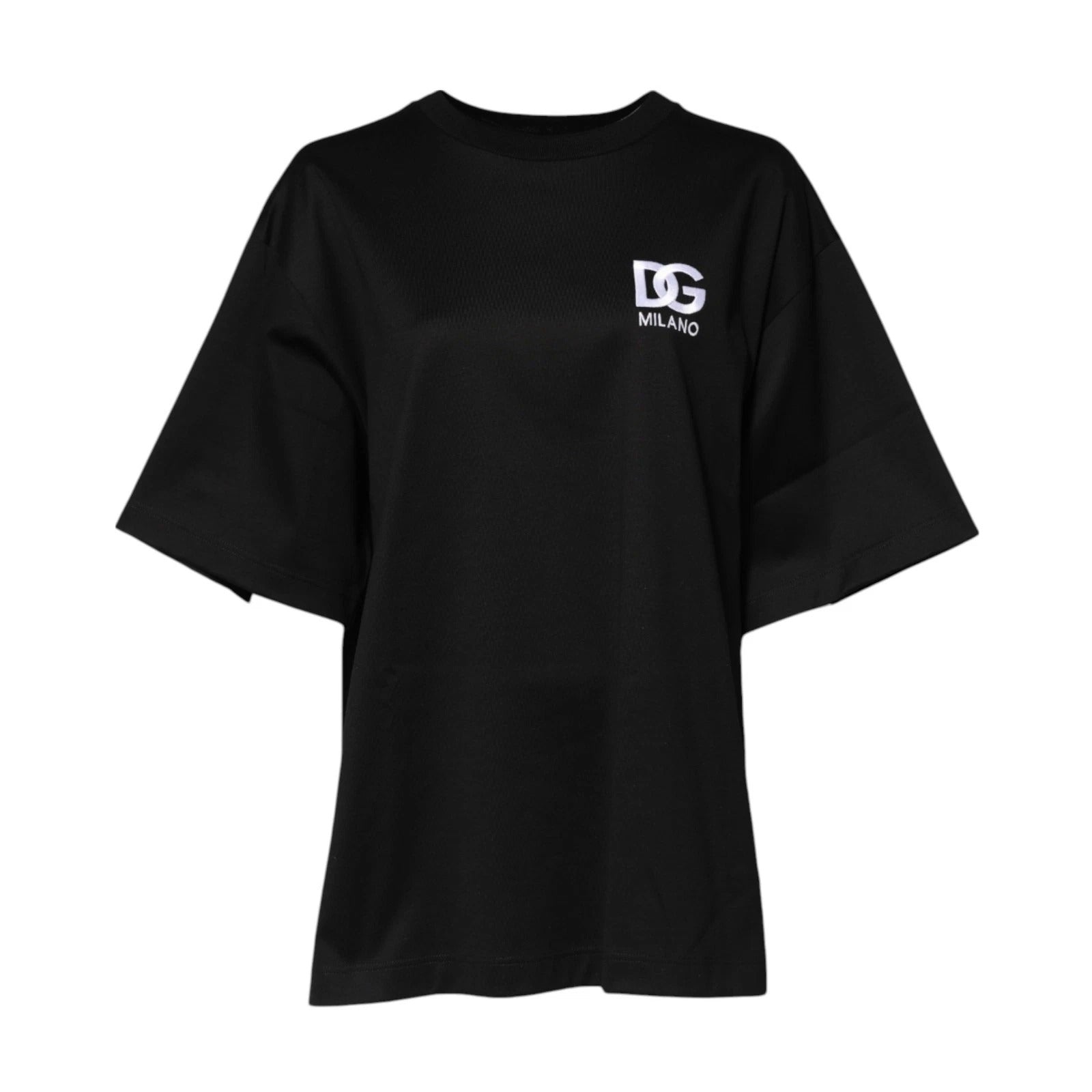 T-Shirt aus schwarzer Baumwolle mit DG-Logo-Stickerei