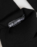 Black Virgin Wool Knitted Fingerless Men Gloves