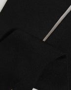 Black Virgin Wool Knitted Fingerless Men Gloves
