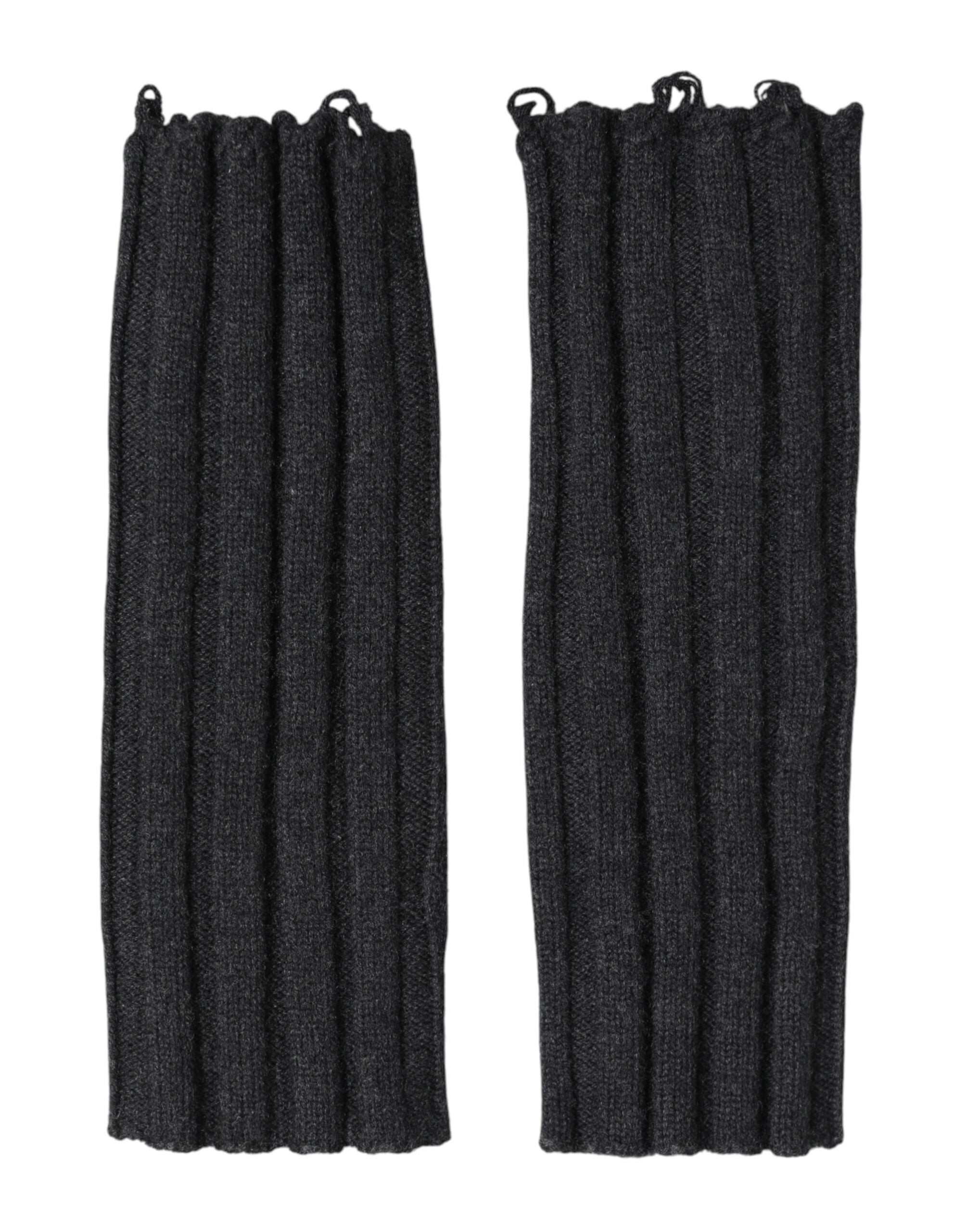 Schwarze fingerlose Handschuhe aus Merinowolle