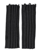 Schwarze fingerlose Handschuhe aus Merinowolle