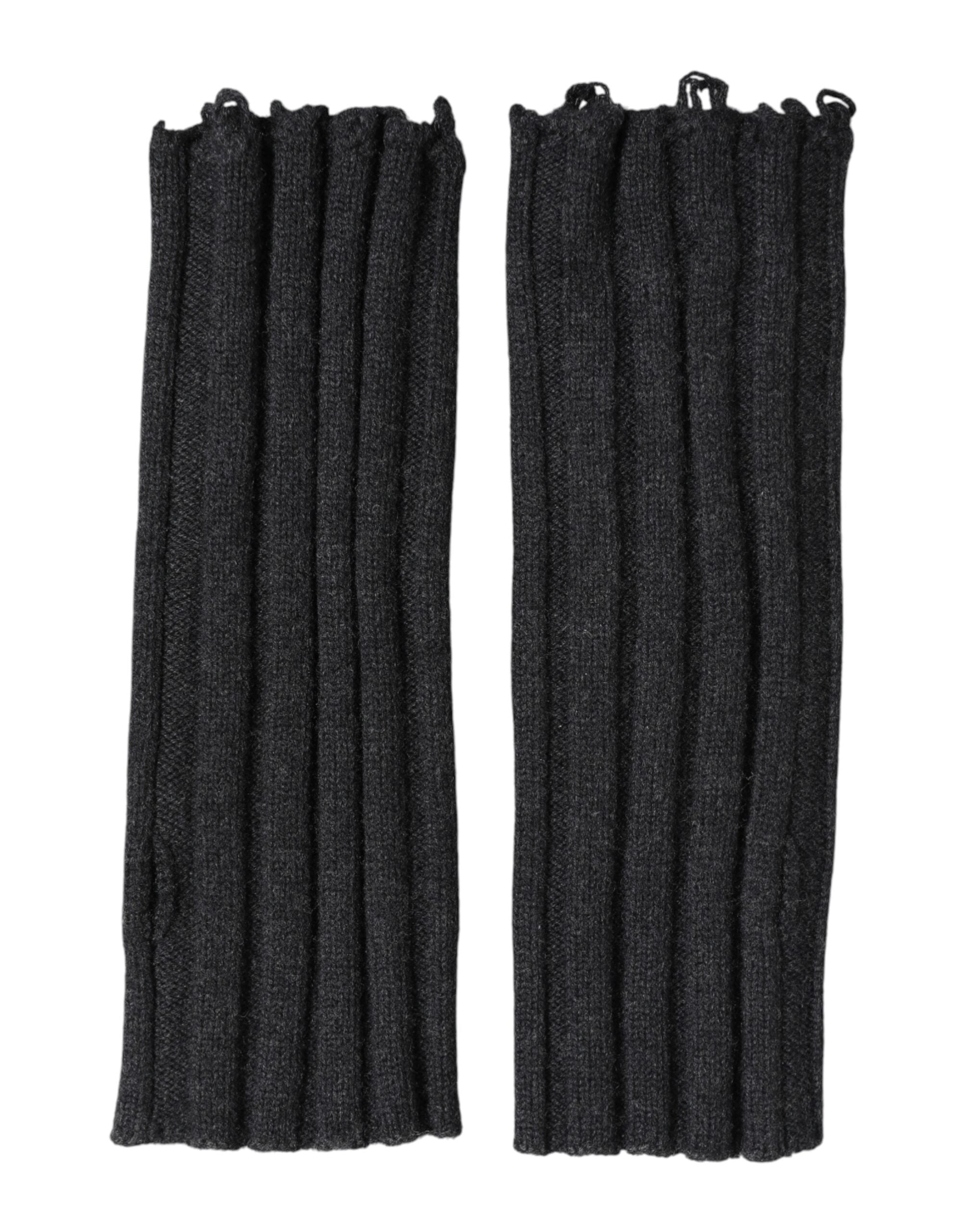 Schwarze fingerlose Handschuhe aus Merinowolle