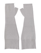 Herren-Fingerloshandschuhe aus gestrickter, grauer Schurwolle