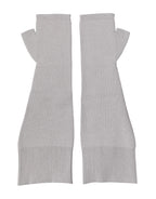 Herren-Fingerloshandschuhe aus gestrickter, grauer Schurwolle