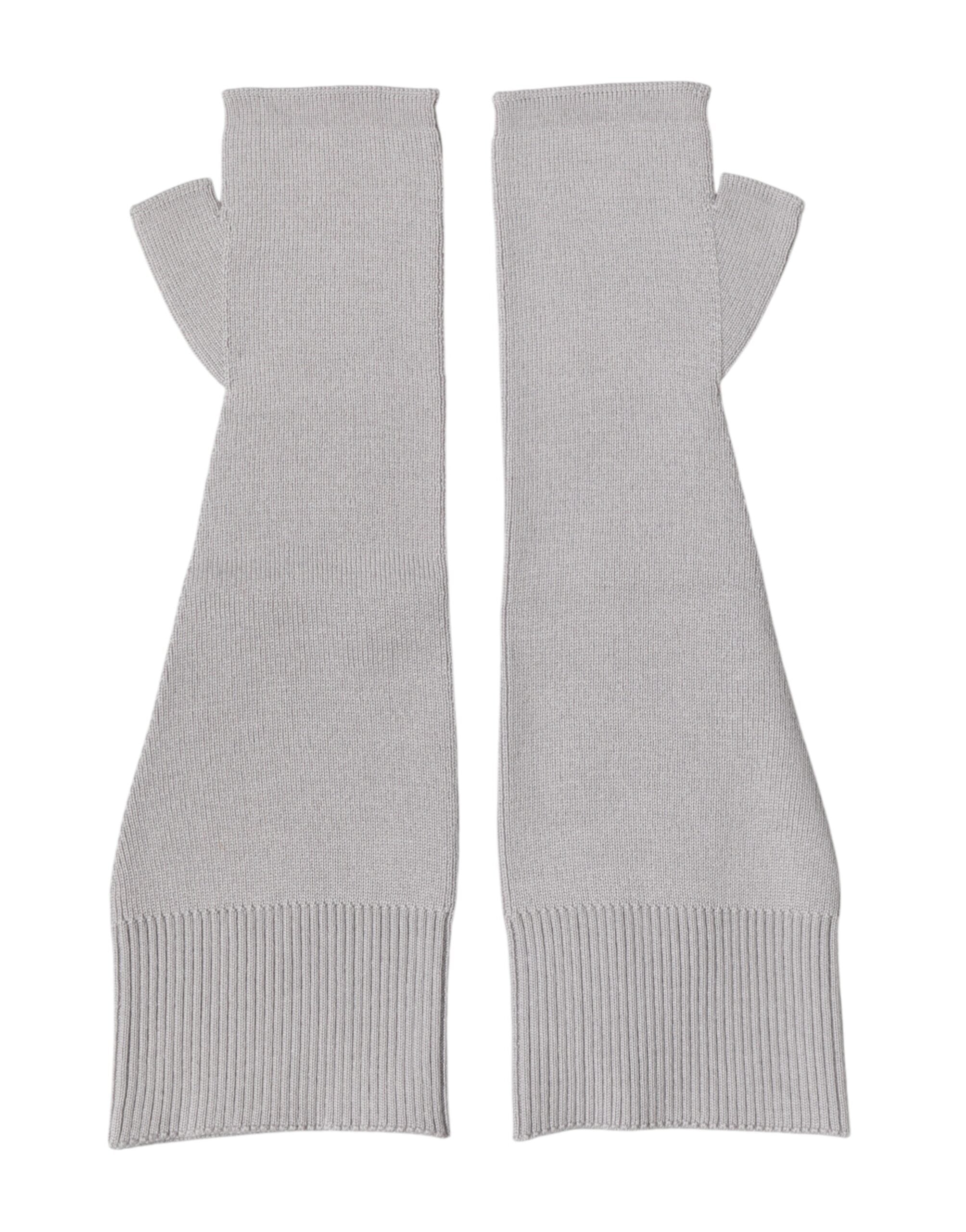 Herren-Fingerloshandschuhe aus gestrickter, grauer Schurwolle