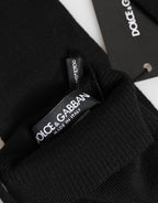 Black Virgin Wool Knitted Fingerless Men Gloves