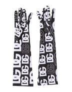 Black White DG Logo Elbow Length Mitten Gloves